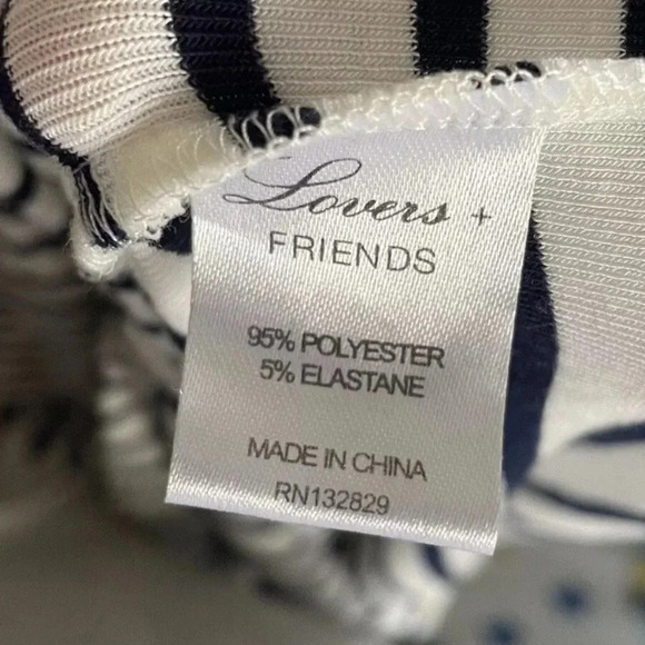 Lovers + Friends Rising Sun Dress in Navy Stripe Off The Shoulders Size Small S - Picture 7 of 9